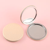 Unique Design, Plating Silver Metal Frame, Hexagonal Pattern PU Eco-friendly Leather Embellishment, HD Glass, 60*60mm Bright Makeup Mirror! Three Trendy Colors to Create Your Fashionable Space! #FashionHome #MirrorFrameDesign #PULeatherDecoration